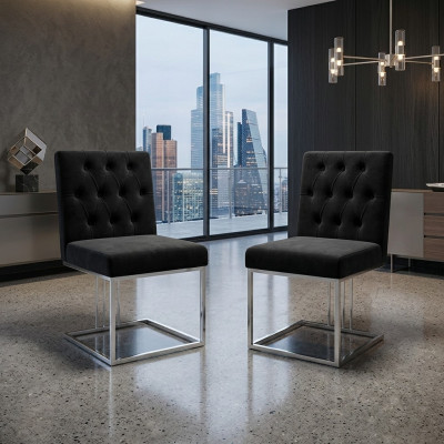 Silla de salón negro diseñador 2 sillas muebles de comedor sillas de comedor silla de acero inoxidable