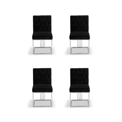 4 sillas negras silla de comedor de diseñador, muebles de comedor, sillas de acero inoxidable