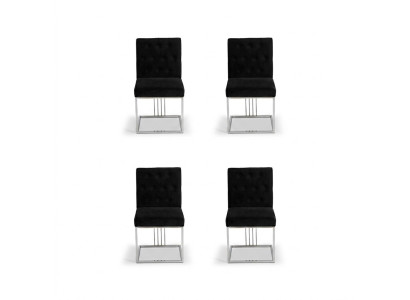 4 sillas negras silla de comedor de diseñador, muebles de comedor, sillas de acero inoxidable