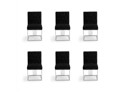Silla de comedor negra con respaldo 6x Silla de diseñador Silla de acero inoxidable