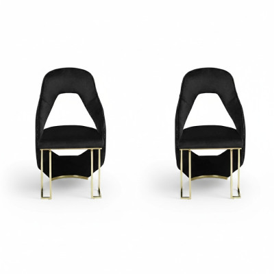 Elegante 2 sillas silla de comedor negra silla de cocina silla de respaldo lujo novedad