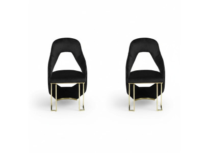 Elegante 2 sillas silla de comedor negra silla de cocina silla de respaldo lujo novedad