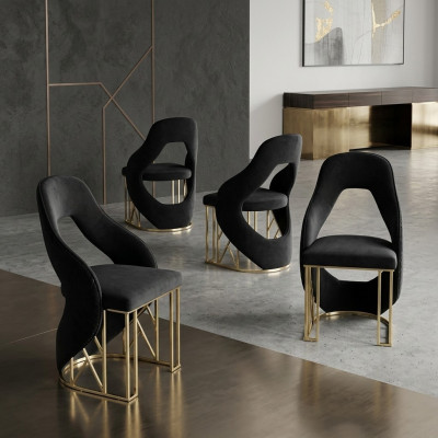 Elegante 4 sillas de comedor negras silla de cocina silla de respaldo de lujo novedad