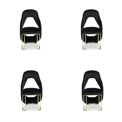Elegante 4 sillas de comedor negras silla de cocina silla de respaldo de lujo novedad