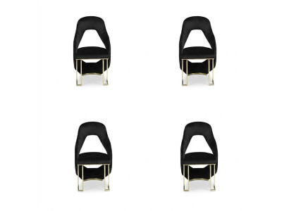 Elegante 4 sillas de comedor negras silla de cocina silla de respaldo de lujo novedad