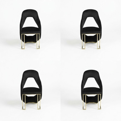 Elegante sillas negras 6x Silla de comedor Silla de cocina Silla de lujo Silla de novedad.