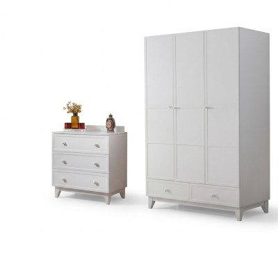 lujoso dormitorio infantil blanco conjunto moderno armario cómoda nuevo