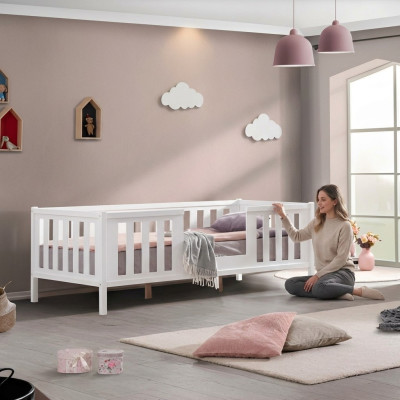 Estructura de la cama Cama infantil Cama Dormitorio infantil Muebles de dormitorio Blanco Madera Nuevo