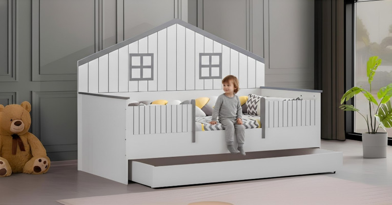 Moderna cama infantil extensible de lujo cama de dormitorio de madera muebles