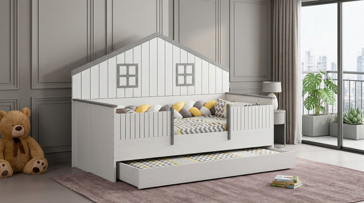 Moderna cama infantil extensible de lujo cama de dormitorio de madera muebles