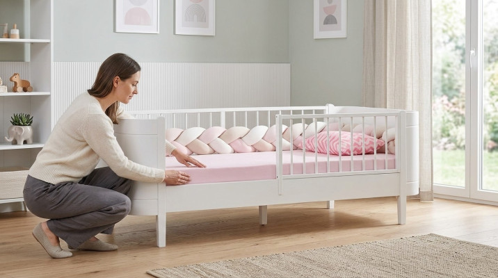 Elegante cama para niños Blanca Cama Habitación infantil Muebles para habitación infantil Madera nueva