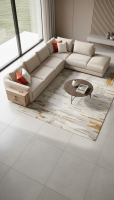 Sofá esquinero en forma de L beige diseño de sala de estar sofás muebles sofá tapizado 317 x 312
