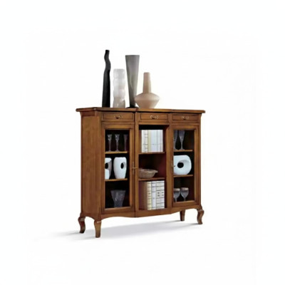 Vitrina Muebles de sala Aparador Madera Vitrinas Marrón Armario Madera maciza