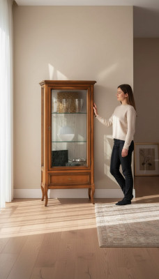 Vitrine de madera Armario vitrina Vidrios clásicos Diseño de madera Salón Nuevo