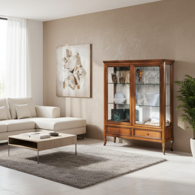 Vitrina de madera Vitrinas de cristal Armario Muebles de madera maciza Aparador Sala de estar