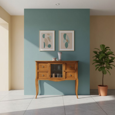 Clásico aparador de estilo comoda para la sala de estar de madera en color marrón. Nuevo.