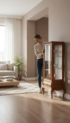 Muebles clásicos armario de vidrio vitrina madera vidrio gabinete armarios estantes Italia