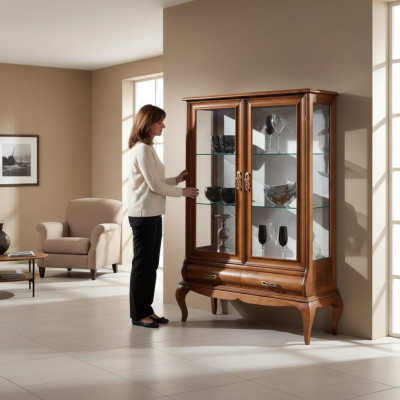 Lujo de madera vitrina aparador diseño marrón mobiliario italiano gabinete nuevo