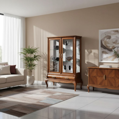 Lujo de madera vitrina aparador diseño marrón mobiliario italiano gabinete nuevo