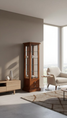 Vitrina de cristal de gabinete de madera real sala de estar muebles aparador nuevo