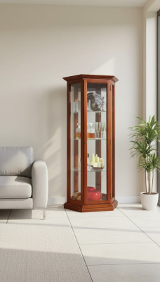 Vitrina armarios Vitrinas madera Lujo Sala de estar Muebles Armario Marrón Nuevo