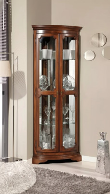 Muebles clásicos de madera marrón vitrina de esquina gabinete de vitrina Muebles italianos