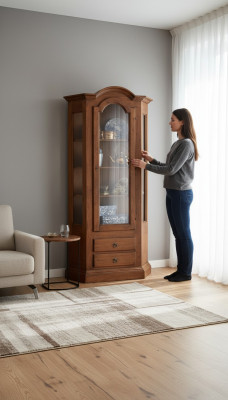 Armarios Vitrina Muebles Madera Lujo Vidrio Armario Madera Estante Sala de estar
