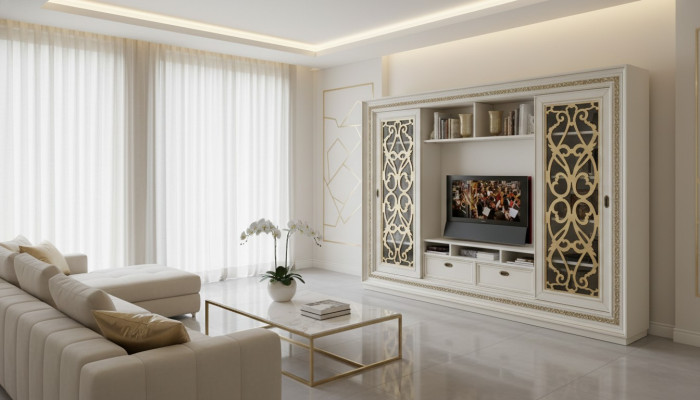 Mueble de televisión de madera maciza moderno, armario de televisión, pared para salón de madera sólida, nuevo.