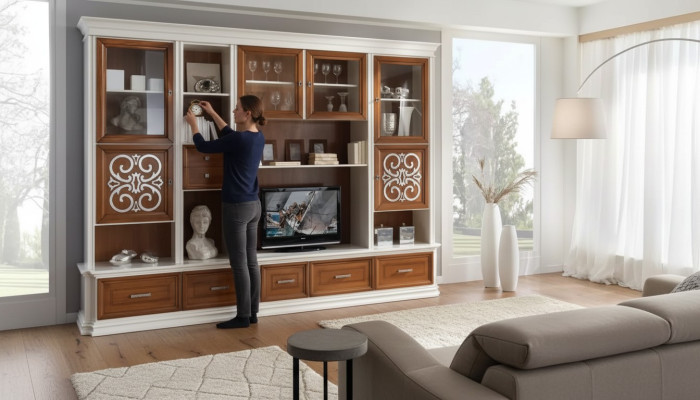 Estante de pared para sala de estar, mueble de TV, armarios de pared, muebles de madera para sala de estar nuevos.