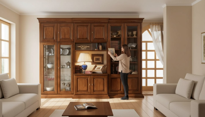 Mueble de pared italiano de madera, armarios de diseño para sala de estar, nuevos.