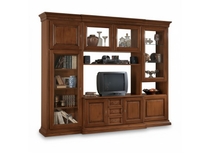 Muebles de sala de estar, pared de sala de estilo clásico italiano, muebles de madera nuevos.