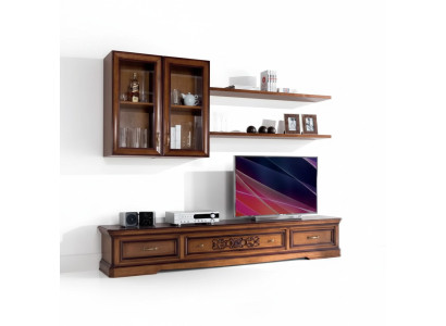 Conjunto de salón moderno estilo pared 5 piezas tablero bajo vitrinas estante nuevo.
