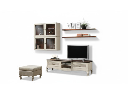 Mueble para TV, armarios de pared, sala de estar, muebles de madera, set de estantes de pared, 7 piezas.