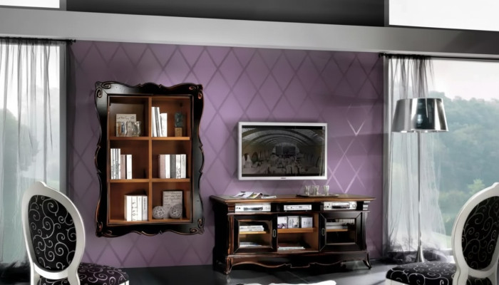 Soporte de TV Armario de pared Estantes Sala de estar Muebles de diseño clásico de madera Nuevos