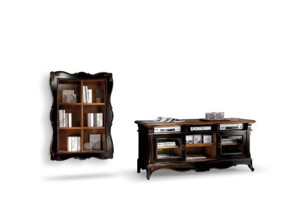 Soporte de TV Armario de pared Estantes Sala de estar Muebles de diseño clásico de madera Nuevos