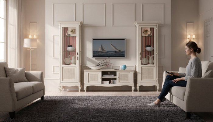 Conjunto de muebles de sala de estar Mueble de TV para sala 2x Vitrina Conjunto de pared de sala de estar de 3 piezas