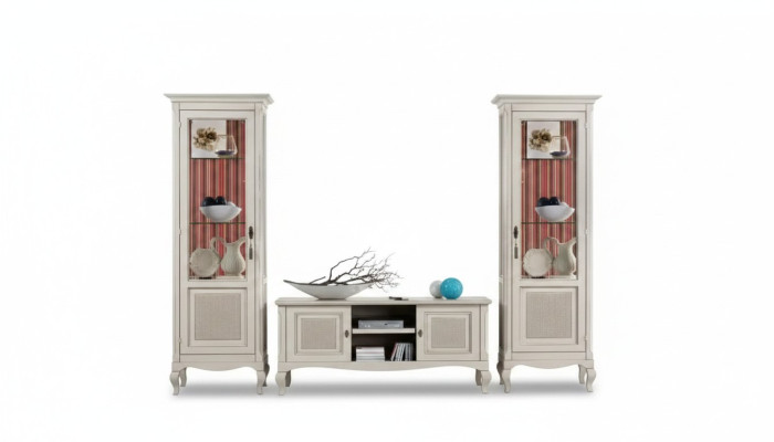 Conjunto de muebles de sala de estar Mueble de TV para sala 2x Vitrina Conjunto de pared de sala de estar de 3 piezas