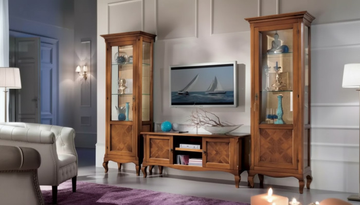 Soporte de TV para sala de estar 2x Vitrina de 3 piezas. Nuevo conjunto de muebles de sala de estar de diseñador.