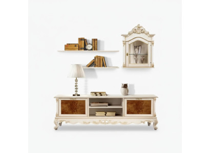 Muebles de salón estante de pared de madera blanco vitrina de pared estantes Italia nuevos.