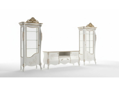 Salón de pared clásico 2x vitrina aparador estante de TV 3 piezas.