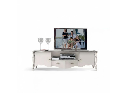 Soporte de TV RTV Lowboard Clásico Blanco Madera Moderno Sala de estar Nuevo