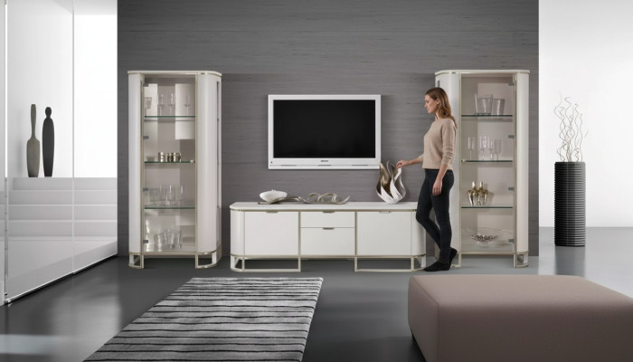Conjunto de pared para salón de 3 piezas. Sala de estar 2 vitrinas Soporte de TV Conjunto clásico.