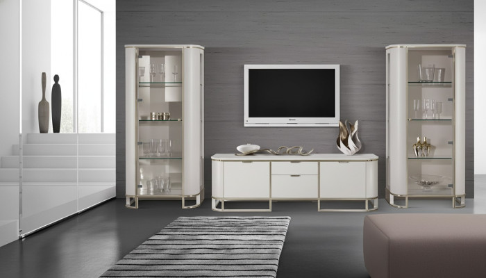 Conjunto de pared para salón de 3 piezas. Sala de estar 2 vitrinas Soporte de TV Conjunto clásico.