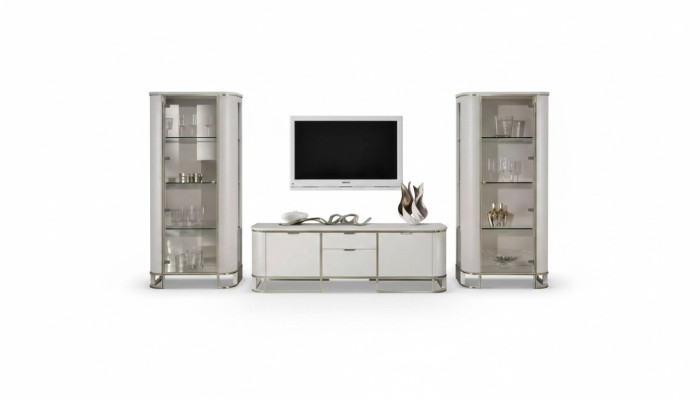 Conjunto de pared para salón de 3 piezas. Sala de estar 2 vitrinas Soporte de TV Conjunto clásico.
