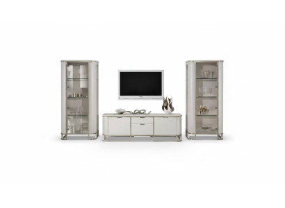 Conjunto de pared para salón de 3 piezas. Sala de estar 2 vitrinas Soporte de TV Conjunto clásico.