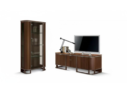 Soporte de TV para televisión en la pared, mueble de salón, mesa de TV marrón de alto brillo, vitrina.