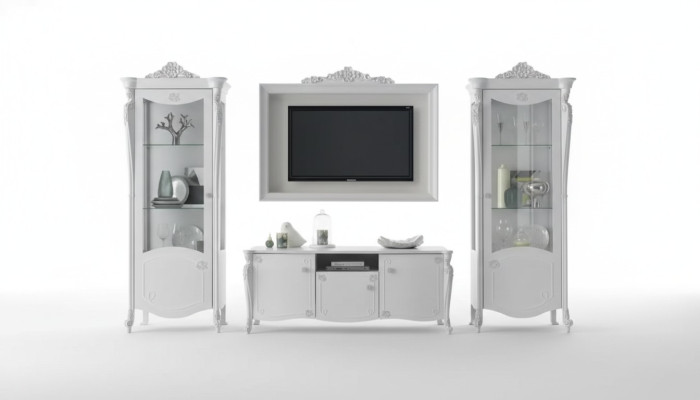 Mueble para TV blanco diseño estilo moderno con marco de cristal armario para RTV televisión nuevo