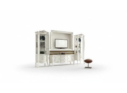 Estilo clásico blanco mueble de salón lowboard 2 vitrinas marco de tv grupo nuevo