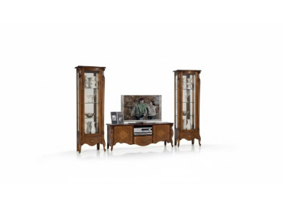 Conjunto de muebles de salón con vitrina, armario y estantería 2x vitrina de pared Nuevo.