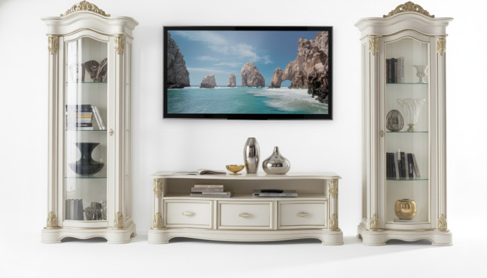 Salón Vitrina de TV Aparador Cómoda Armario Conjunto Grupo XXL de 3 piezas.